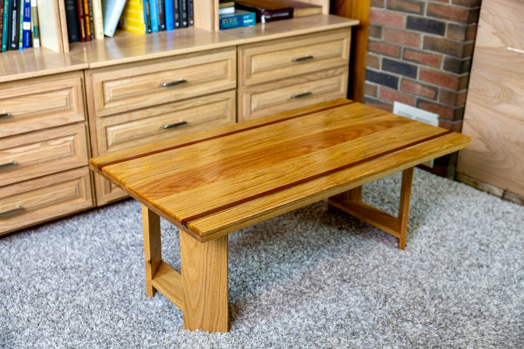 Red Oak Coffee Table with Inlay Accents