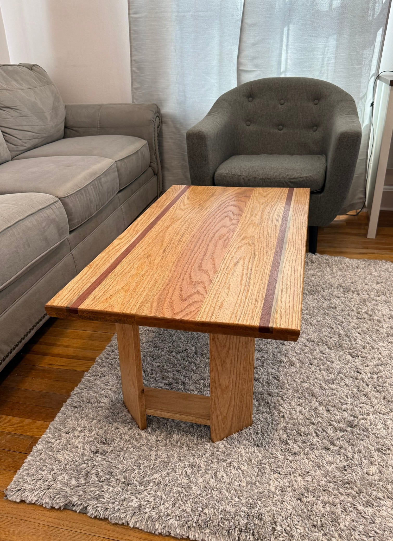 Red Oak Coffee Table with Inlay Accents
