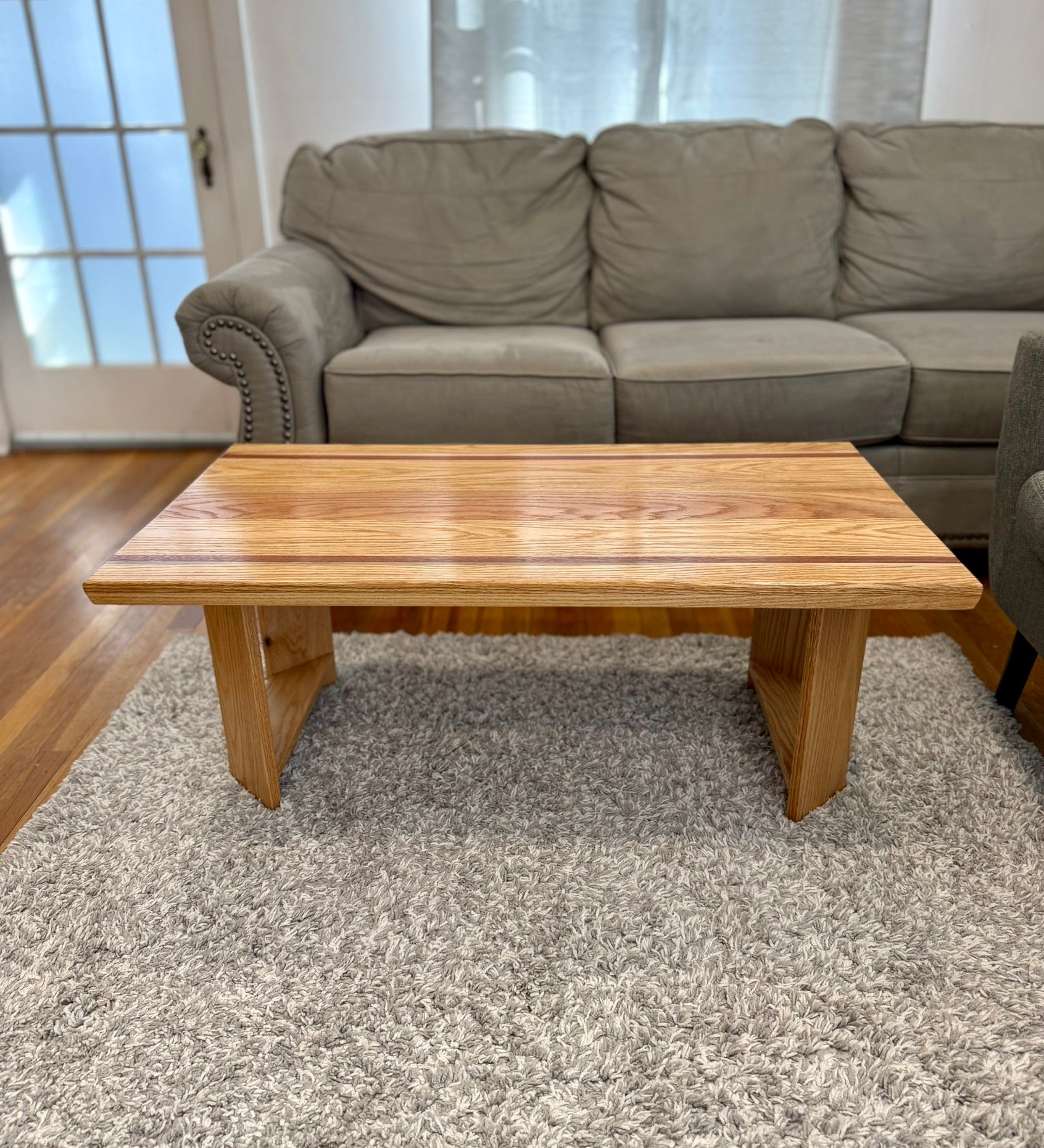 Red Oak Coffee Table with Inlay Accents