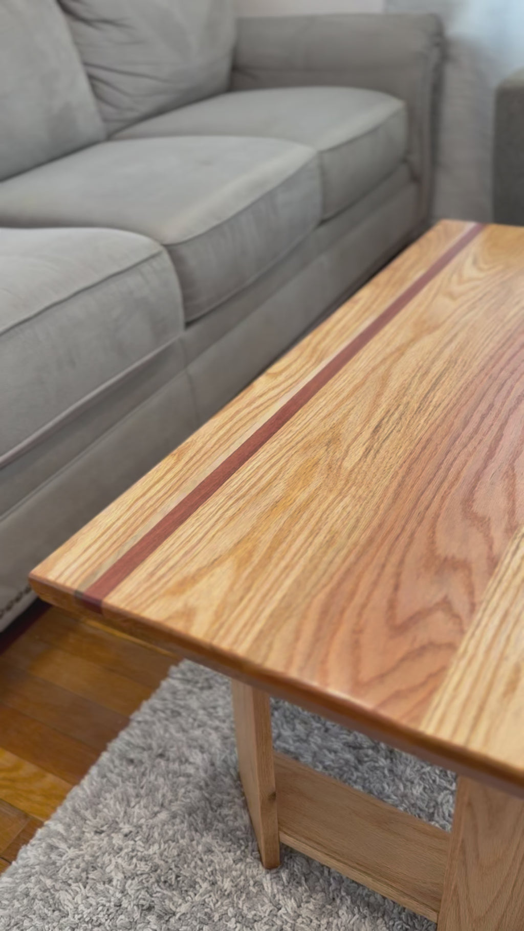 Red Oak Coffee Table with Inlay Accents