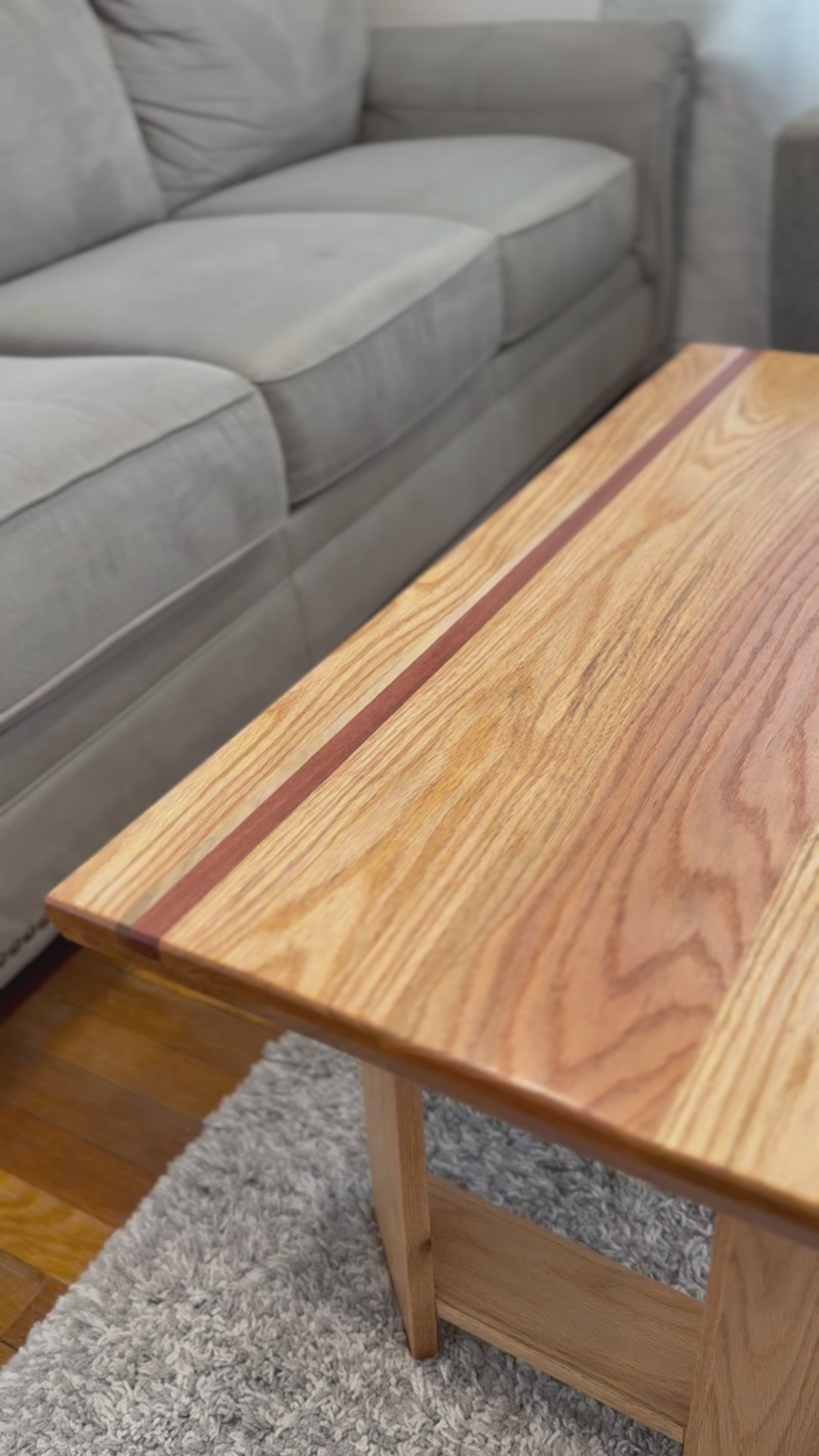Red Oak Coffee Table with Inlay Accents